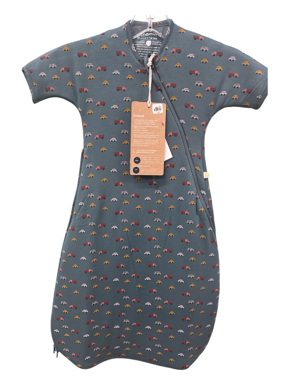 SnuggleWear Slate Blue Kids Sleep Sack with Car Print